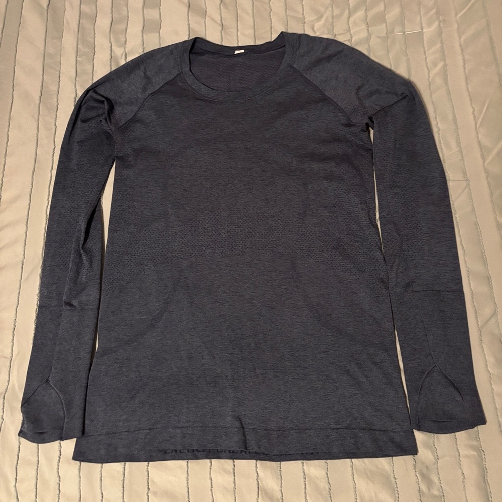 LULULEMON swiftly 2.0 long sleeve hip length- blue/gray